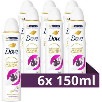 Dove Deospray - Advanced Care Acai Berry & Waterlily 6 x 150 ml (6-pack) Dove Deospray - Advanced Care Acai Berry & Waterlily 6 x 150 ml (6-pack)