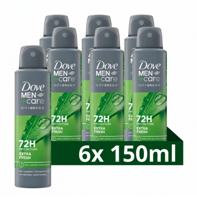Dove Deospray voor heren - Care Extra Fresh 6 x 150 ml Dove Deospray voor heren - Care Extra Fresh 6 x 150 ml