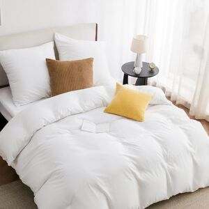 Beddengoed, 200 x 200 cm, met kussensloop van 80 x 80 cm, microvezel, voor tweepersoonsbed, met rits, wit, 90% polyester Beddengoed, 200 x 200 cm, met kussensloop van 80 x 80 cm, microvezel, voor tweepersoonsbed, met rits, wit, 90% polyester
