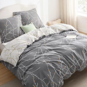 Beddengoed 155 x 220 microvezel 3-delig - dekbedovertrek 155 x 220 winter beddengoedsets met ritssluiting, 2 kussenslopen 80 x 80 cm, 90% Microvezel, takkenpatroon, grijs, voor eenpersoonsbed Beddengoed 155 x 220 microvezel 3-delig - dekbedovertrek 155 x 220 winter beddengoedsets met ritssluiting, 2 kussenslopen 80 x 80 cm, 90% Microvezel, takkenpatroon, grijs, voor eenpersoonsbed