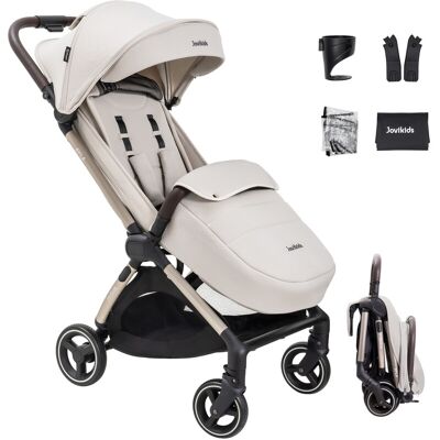 Jovikids Ayla One-Hand Fold Pushchair schokabsorberende lichte stroller vanaf de geboorte tot 4 jaar, reisbuggy, compact, all-terrain EVA-wielen, regenhoes, voetwarmte, opbergtas, bekerhouder (beige) Jovikids Ayla One-Hand Fold Pushchair schokabsorberende lichte stroller vanaf de geboorte tot 4 jaar, reisbuggy, compact, all-terrain EVA-wielen, regenhoes, voetwarmte, opbergtas, bekerhouder (beige)