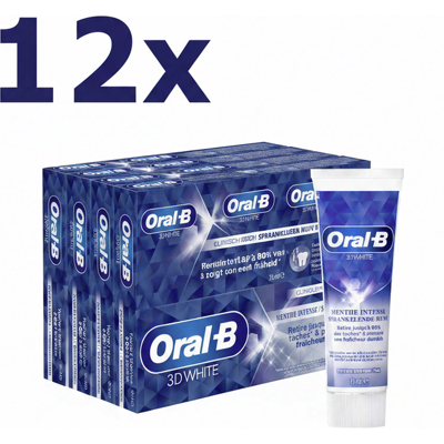 Oral-B 3D White sprankelende munt tandpasta 12 x 75 ml Oral-B 3D White sprankelende munt tandpasta 12 x 75 ml