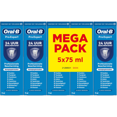 Oral-B Pro-Expert tandpasta professionele bescherming reinigingskristallen - 5 x 75 ml Oral-B Pro-Expert tandpasta professionele bescherming reinigingskristallen - 5 x 75 ml