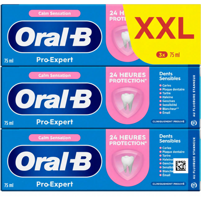 Oral-B Pro-Expert gevoeligheid kalmerende sensatie tandpasta - Eucalyptus pepermuntsmaak - 3 x 75 ML Oral-B Pro-Expert gevoeligheid kalmerende sensatie tandpasta - Eucalyptus pepermuntsmaak - 3 x 75 ML