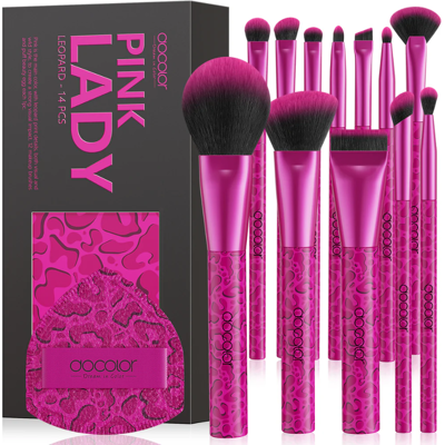 Docolor 12-delige Make-upkwasten Fuchsia Luipaardprint Geschenkdoos Docolor 12-delige Make-upkwasten Fuchsia Luipaardprint Geschenkdoos
