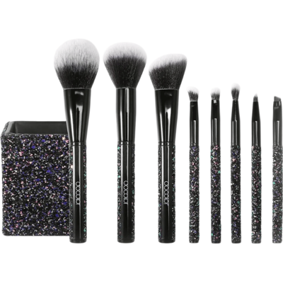 Docolor 8-delig glitterkwastenset met houder (zwart) - Docolor 8-delig glitterkwastenset met houder (zwart) -