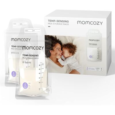 Momcozy temperatuurgevoelige moedermelkzakjes, 180 ml, 120 stuks, lekvrij, zelfstaand, wegwerp diepvrieszakjes Momcozy temperatuurgevoelige moedermelkzakjes, 180 ml, 120 stuks, lekvrij, zelfstaand, wegwerp diepvrieszakjes