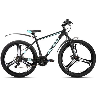 Hiland, H200 Plus 26-inch mountainbike voor volwassenen, frame van aluminiumlegering, dubbele schijfremmen, 18 versnellingen, voorvorkvering, zwart Hiland, H200 Plus 26-inch mountainbike voor volwassenen, frame van aluminiumlegering, dubbele schijfremmen, 18 versnellingen, voorvorkvering, zwart