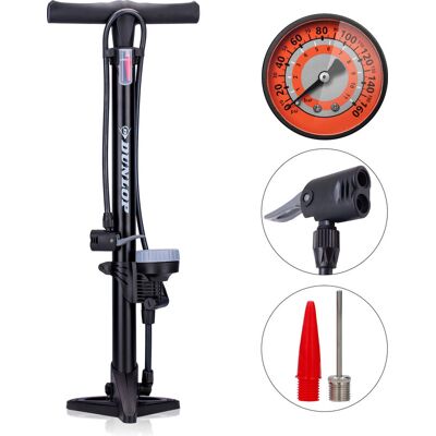 Dunlop Fietspomp met Manometer - Handmatig, zwart, 59,5 cm Dunlop Fietspomp met Manometer - Handmatig, zwart, 59,5 cm