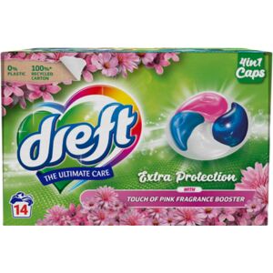 Dreft Caps 4-in-1 wasmiddel Vleugje Roze 14 stuks Dreft Caps 4-in-1 wasmiddel Vleugje Roze 14 stuks
