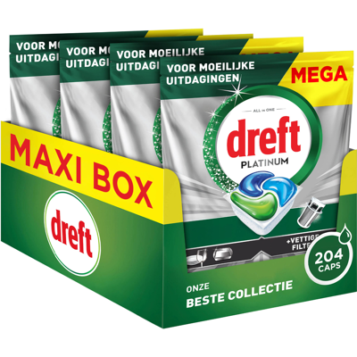 Dreft Platinum Bries Vaatwastabletten - 4 x 51 stuks Dreft Platinum Bries Vaatwastabletten - 4 x 51 stuks