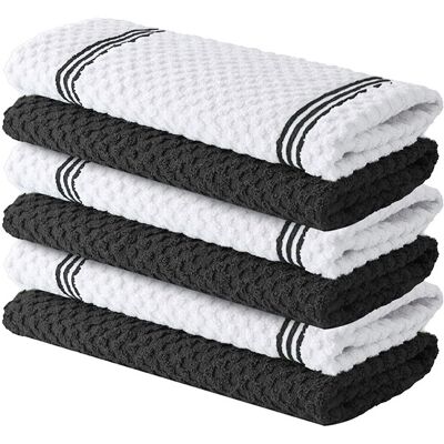 JORDAN&JUDY 6-pack grijze keukenhanddoeken, zacht en duurzaam, zeer absorberend, 40 x 66 cm JORDAN&JUDY 6-pack grijze keukenhanddoeken, zacht en duurzaam, zeer absorberend, 40 x 66 cm