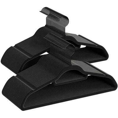 Ochama Kledinghangers van Fluweel, Set van 50 met Zwarte Draaibare Haak, Antislip en Ruimtebesparend, voor Jas, Overhemd, Jurk, Broek, Stropdas, Zwart Ochama Kledinghangers van Fluweel, Set van 50 met Zwarte Draaibare Haak, Antislip en Ruimtebesparend, voor Jas, Overhemd, Jurk, Broek, Stropdas, Zwart