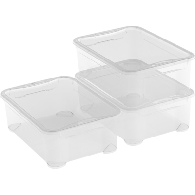Curver KIS T-Box opbergbox met deksel - 31,5 L - set van 3 - 55,5 x 39 x 19 cm - transparant - premium opbergoplossing, duurzaam kunststof, moderne woonorganisatie Curver KIS T-Box opbergbox met deksel - 31,5 L - set van 3 - 55,5 x 39 x 19 cm - transparant - premium opbergoplossing, duurzaam kunststof, moderne woonorganisatie