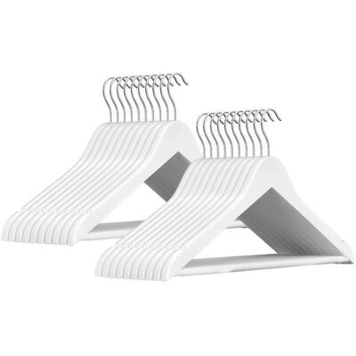 Ochama Witte & zilveren houten kleerhangers (set van 20) – Schoudergroeven,44.5x23x1.2cm, 360°draaibare haak, antislip broekstang – perfect voor pakken, overhemden & jassen Ochama Witte & zilveren houten kleerhangers (set van 20) – Schoudergroeven,44.5x23x1.2cm, 360°draaibare haak, antislip broekstang – perfect voor pakken, overhemden & jassen