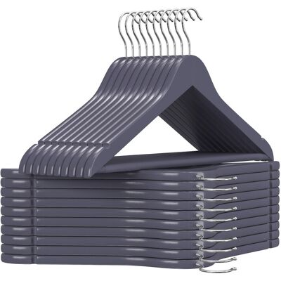 Ochama 20-pack houten kledinghangers, stevige jashangers met 360° draaibare roestvrije haak en gladde gepolijste oppervlakte, dik stevig profiel 44,5x23x1,2cm, ideaal voor pakken, jassen, overhemden, broeken, kledingkast, Grijs Ochama 20-pack houten kledinghangers, stevige jashangers met 360° draaibare roestvrije haak en gladde gepolijste oppervlakte, dik stevig profiel 44,5x23x1,2cm, ideaal voor pakken, jassen, overhemden, broeken, kledingkast, Grijs
