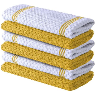 JORDAN&JUDY 6-pack gele keukendoeken, zacht & duurzaam, zeer absorberend, niet-afgevend, 40 x 66 cm JORDAN&JUDY 6-pack gele keukendoeken, zacht & duurzaam, zeer absorberend, niet-afgevend, 40 x 66 cm