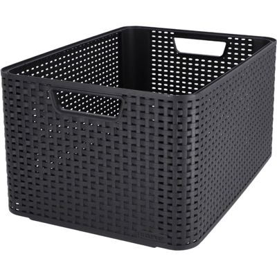 Curver Style opbergmand L - 30L - antraciet - premium opbergoplossing, duurzaam kunststof, moderne huisopbergorganisatie Curver Style opbergmand L - 30L - antraciet - premium opbergoplossing, duurzaam kunststof, moderne huisopbergorganisatie