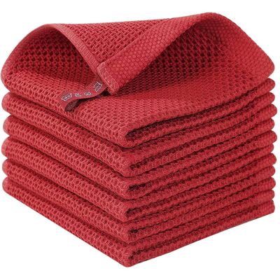JORDAN&JUDY 6-pack keukendoeken met honingraatpatroon, rood, duurzaam en eenvoudig te reinigen, 30 x 30 cm JORDAN&JUDY 6-pack keukendoeken met honingraatpatroon, rood, duurzaam en eenvoudig te reinigen, 30 x 30 cm