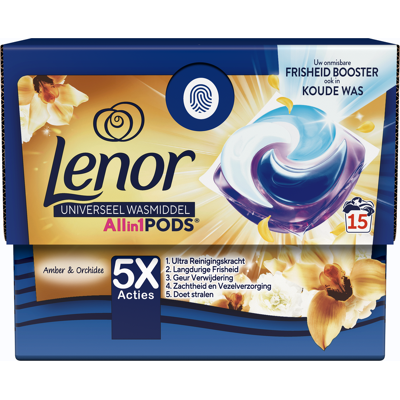 Lenor Wasmiddel All-in-1 Pods Amber & Orchidee 15 stuks Lenor Wasmiddel All-in-1 Pods Amber & Orchidee 15 stuks