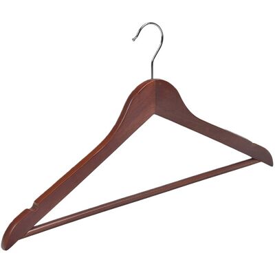 10-Pack Hoge Kwaliteit Eikenhouten Kledinghangers met Antislip Stang, Brede Schouder Ontwerp, Bordeaux Kleur voor Jassen en Jasjes 10-Pack Hoge Kwaliteit Eikenhouten Kledinghangers met Antislip Stang, Brede Schouder Ontwerp, Bordeaux Kleur voor Jassen en Jasjes