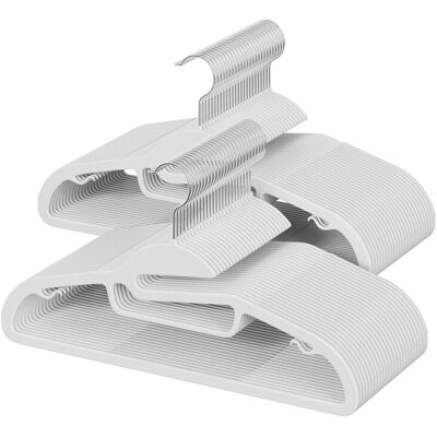 Ochama Kunststof Kledinghangers, Set van 50, Hangers met Opening, 360° Draaibare Haak, Wit Ochama Kunststof Kledinghangers, Set van 50, Hangers met Opening, 360° Draaibare Haak, Wit