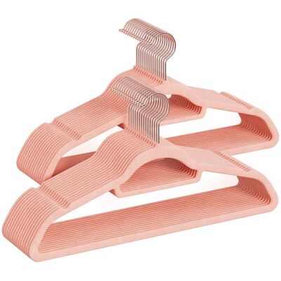 Ochama 30 zachte fluwelen kleerhangers – Lichtroze, 43,5 cm lang, 0,6 cm dunne dikte – antislip, ruimtebesparend, met roze gouden draaibare haak en stropdasstang, geweldig voor jurken & broeken, 43.5x22.5x0.6cm Ochama 30 zachte fluwelen kleerhangers – Lichtroze, 43,5 cm lang, 0,6 cm dunne dikte – antislip, ruimtebesparend, met roze gouden draaibare haak en stropdasstang, geweldig voor jurken & broeken, 43.5x22.5x0.6cm