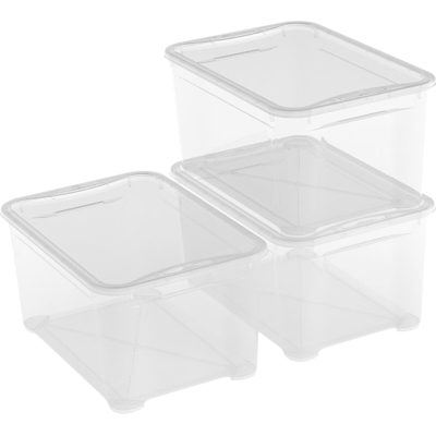 Curver KIS T-Box opbergdoos met deksel - 47 liter - Set van 3 - 55,5 x 39 x 28,5 cm - Transparant - Premium opbergoplossing, duurzaam kunststof, moderne huisorganisatie Curver KIS T-Box opbergdoos met deksel - 47 liter - Set van 3 - 55,5 x 39 x 28,5 cm - Transparant - Premium opbergoplossing, duurzaam kunststof, moderne huisorganisatie