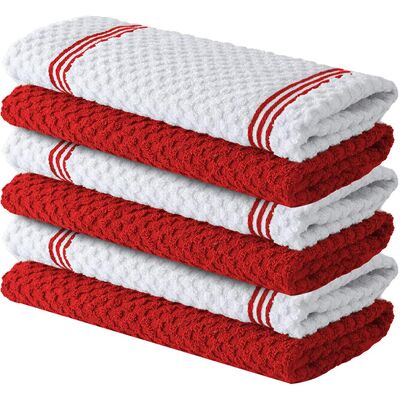JORDAN&JUDY 6-pack rode keukenhanddoeken, zacht & duurzaam, eenvoudig te reinigen, stofvrij, 40 x 66 cm JORDAN&JUDY 6-pack rode keukenhanddoeken, zacht & duurzaam, eenvoudig te reinigen, stofvrij, 40 x 66 cm