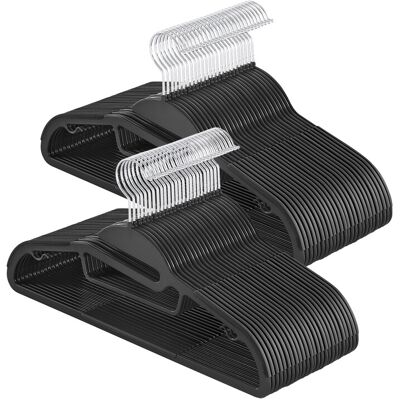 Ochama 50-delige set plastic kledinghangers – Zwart, 41,5 cm lang, ultra-dun 0,5 cm profiel – U-vormige opening voor eenvoudig gebruik, antislip, ruimtebesparend, met 360° draaibare haak, 41x22x0.6cm Ochama 50-delige set plastic kledinghangers – Zwart, 41,5 cm lang, ultra-dun 0,5 cm profiel – U-vormige opening voor eenvoudig gebruik, antislip, ruimtebesparend, met 360° draaibare haak, 41x22x0.6cm