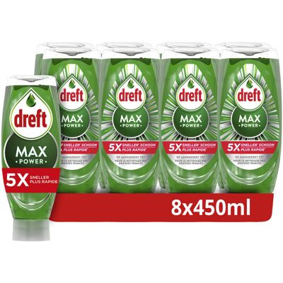 Dreft MaxPower Vloeibaar Afwasmiddel - 8 x 450ML Dreft MaxPower Vloeibaar Afwasmiddel - 8 x 450ML
