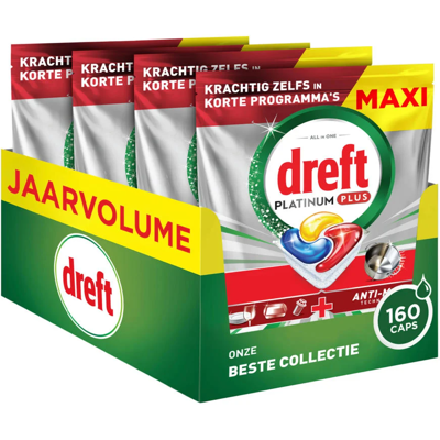 Dreft Platinum Plus Citroen Vaatwastabletten - 4 x 40 stuks Dreft Platinum Plus Citroen Vaatwastabletten - 4 x 40 stuks