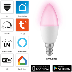 Alecto SMARTLIGHT30 Wit Wi-Fi Dimbare LED Lamp - LED Bulb Alecto SMARTLIGHT30 Wit Wi-Fi Dimbare LED Lamp - LED Bulb
