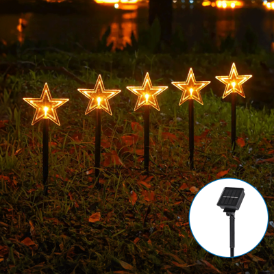 Aigostar Solar PENTA-G - pentagram grondprikker licht op zonne-energie - warm wit, 1 m + 1 m, IP65, buiten Aigostar Solar PENTA-G - pentagram grondprikker licht op zonne-energie - warm wit, 1 m + 1 m, IP65, buiten