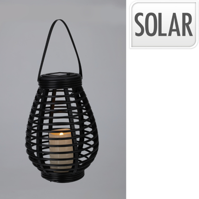 Solar Zonne-lantaarn - Zwart, 18 x 18 x 26 cm Solar Zonne-lantaarn - Zwart, 18 x 18 x 26 cm