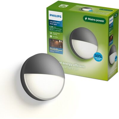 Philips Capricorn Wandlamp - Buitenverlichting - Weerbestendig: IP44 - Warmwit licht: 2700K - Antraciet Philips Capricorn Wandlamp - Buitenverlichting - Weerbestendig: IP44 - Warmwit licht: 2700K - Antraciet