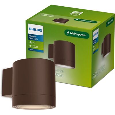 Philips Fylx Wandlamp - Buitenverlichting - GU10-Fitting - Weerbestendig: IP44 - Bruin - Modern design Philips Fylx Wandlamp - Buitenverlichting - GU10-Fitting - Weerbestendig: IP44 - Bruin - Modern design