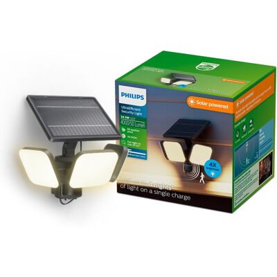 Philips UltraEfficient Zyren Wandlamp - Solar Beveiligingslamp - Bewegingssensor - Helder wit licht: 3000K - 24,5W - Zwart - Twee lichtstanden - Schemersensor - Zonne-energie - Waterbestendig Philips UltraEfficient Zyren Wandlamp - Solar Beveiligingslamp - Bewegingssensor - Helder wit licht: 3000K - 24,5W - Zwart - Twee lichtstanden - Schemersensor - Zonne-energie - Waterbestendig