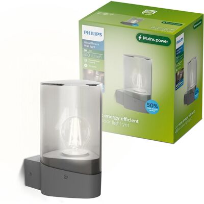 Philips Nayl Wandlamp - Buitenverlichting - E27 LED-lamp meegeleverd - Warmwit licht: 2700K - Antraciet - PowerShield coating Philips Nayl Wandlamp - Buitenverlichting - E27 LED-lamp meegeleverd - Warmwit licht: 2700K - Antraciet - PowerShield coating