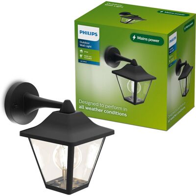 Philips Juli Wandlamp - Buitenverlichting - E27-fitting - Weerbestendig: IP44 - Zwart - Klassiek ontwerp Philips Juli Wandlamp - Buitenverlichting - E27-fitting - Weerbestendig: IP44 - Zwart - Klassiek ontwerp