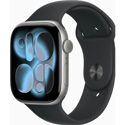 Apple Watch Series 11, 42 mm, GPS + Cellular, Aluminium, Sportband M/L, Grijs (Zwart) Apple Watch Series 11, 42 mm, GPS + Cellular, Aluminium, Sportband M/L, Grijs (Zwart)