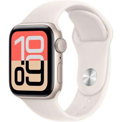 Apple Watch SE 3 GPS 40 mm Starlight aluminium kast met Starlight sportband - S/M Apple Watch SE 3 GPS 40 mm Starlight aluminium kast met Starlight sportband - S/M