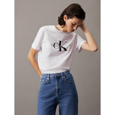 Calvin Klein CORE MONOLOGO t-shirt reguliere pasvorm helderwit dames XXS Calvin Klein CORE MONOLOGO t-shirt reguliere pasvorm helderwit dames XXS