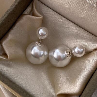 VoxorAI klassieke oorhanger met dubbele parel (voorkant en achterkant), australische witte parel, 6 mm en 14 mm, luxueus, hoogwaardig design, kleine serie, nieuw, bestseller VoxorAI klassieke oorhanger met dubbele parel (voorkant en achterkant), australische witte parel, 6 mm en 14 mm, luxueus, hoogwaardig design, kleine serie, nieuw, bestseller