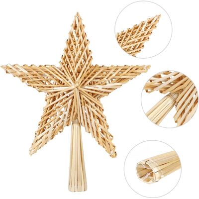 SALCAR Kerstboomster van stro, 25 cm strosterren, handgemaakte natuurlijke sieraden voor kerstbomen SALCAR Kerstboomster van stro, 25 cm strosterren, handgemaakte natuurlijke sieraden voor kerstbomen