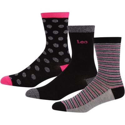 LEE cadeausokken Anoushka - zwart/grijs gestreept / effen zwart/grijs / met vlekken - 37-40 LEE cadeausokken Anoushka - zwart/grijs gestreept / effen zwart/grijs / met vlekken - 37-40