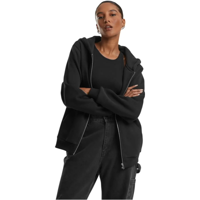Urban Classics dames plumeurige ziphoody - sweat & fleecedoe - zwart - 3XL Urban Classics dames plumeurige ziphoody - sweat & fleecedoe - zwart - 3XL