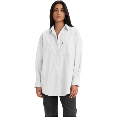 Levis Levi's Dames Overhemdblouse Lange Mouwen Helder Wit Nola Collectie M Levis Levi's Dames Overhemdblouse Lange Mouwen Helder Wit Nola Collectie M