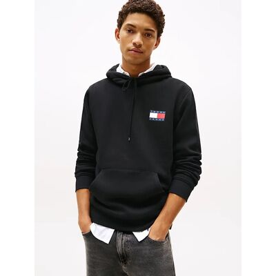 Tommy Jeans Tommy Hilfiger TJM REG ESSENTIAL FLAG HOOD EXT Heren Hoodie Zwart XXL Tommy Jeans Tommy Hilfiger TJM REG ESSENTIAL FLAG HOOD EXT Heren Hoodie Zwart XXL