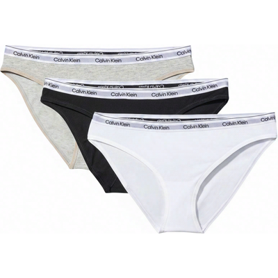 Calvin Klein - 3 Pack Slip Bikini - Icon Logo - Zwart, Grijs, Wit XL Calvin Klein - 3 Pack Slip Bikini - Icon Logo - Zwart, Grijs, Wit XL
